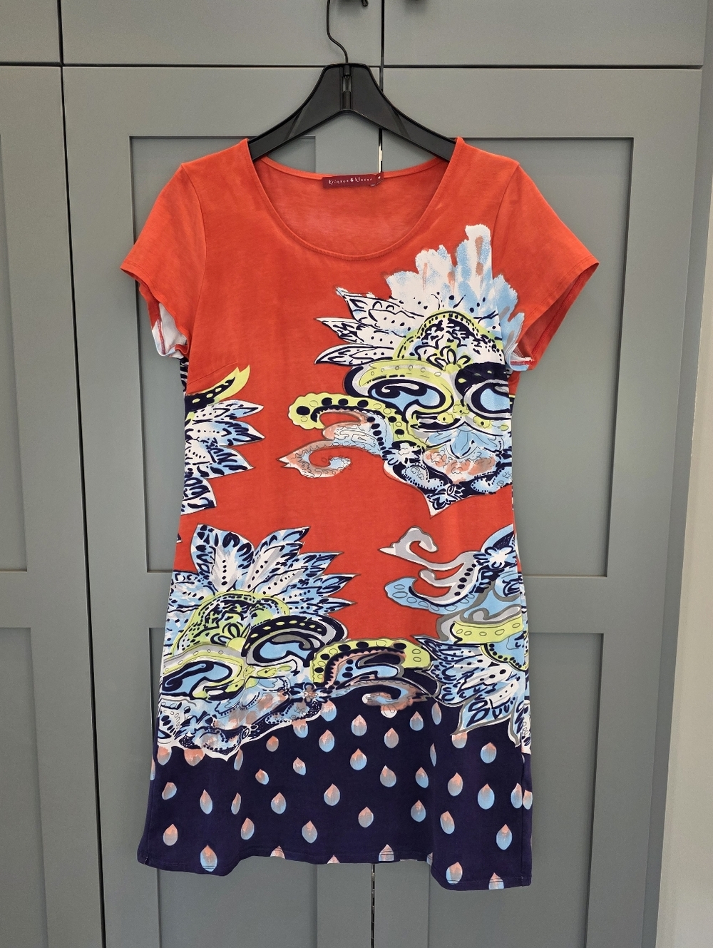 Krimson Klover Coastal Cotton Dress Medium Stretch Jersey Colorful Print Artsy